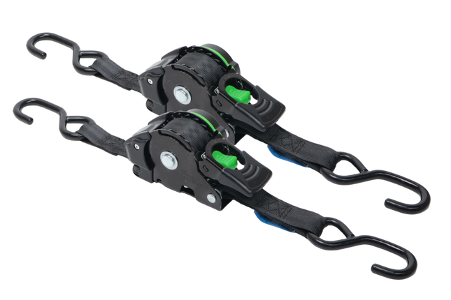Cantonal Set van 2 automatisch oprollende spanbanden met waterdichte behuizing - 300x2,5 cm - 600 kg - S-haken