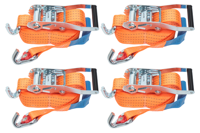 Cantonal Set van 4 spanbanden 800x5 cm - 4000 kg - magnetische haak