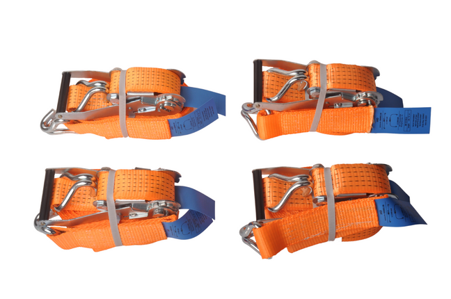 Cantonal Set van 4 spanbanden 800x5 cm - oranje - breekbelasting 5000 kg