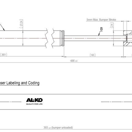 AL-KO AL-KO oploopremdemper - 161S - 486 mm uitgeschoven lengte - montage koppelingskant 65 mm