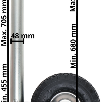 AL-KO Neuswiel Plus AL-KO - rond 48 mm - draagvermogen: 120 kg - extra lang - stalen velg met luchtband
