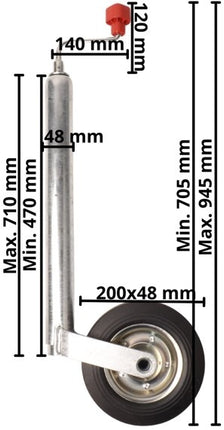 AL-KO Neuswiel Plus AL-KO - rond 48 mm - draagvermogen: 150 kg - extra lang - stalen velg met massief rubber