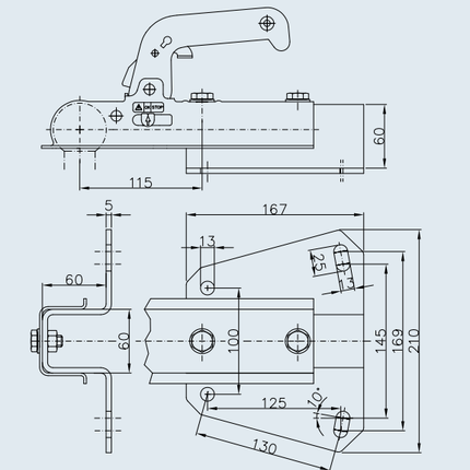 AL-KO Winterhoff WW150VF - koker 60 mm - 1500 kg - ongeremd - V-dissel