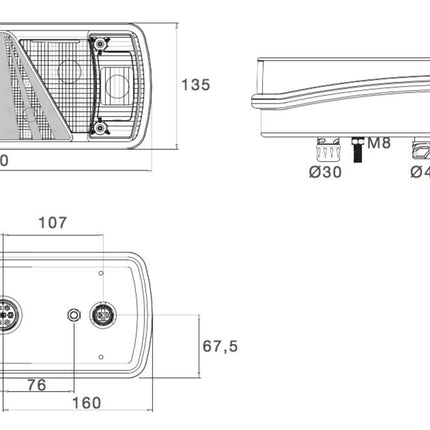 Aspock Achterlicht - Aspock Ecopoint 2 - rechts - 7-polige ASS2 connector aansluiting