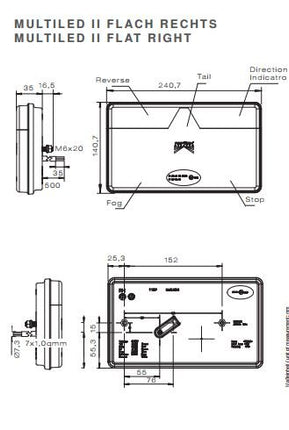 Aspock Achterlicht - Aspock MultiLED 2 - rechts - 240,7x140,7x54 mm - 35-0204-067