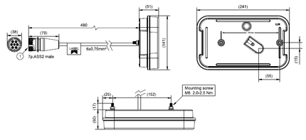 Aspock Achterlicht - Aspock MultiLED 4 - links - 241x141x71 mm - 7 polige ASS2 stekker - waterdicht