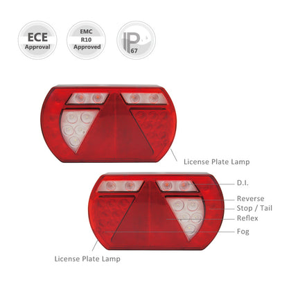 Aspock Achterlicht - Lucidity LED - links - 236x140x52 mm - 5-polige Aspöck connector - met ingebouwde weerstand