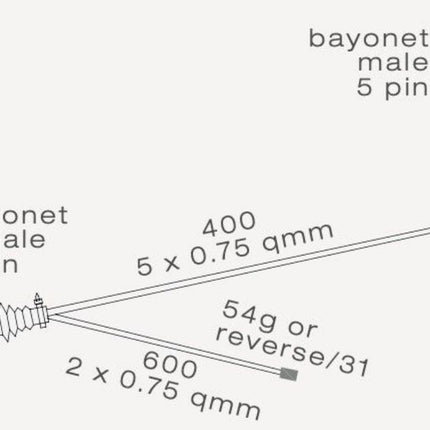 Aspock Aspock 5-polige bajonet verlengkabel 40 cm met aftakking 60 cm