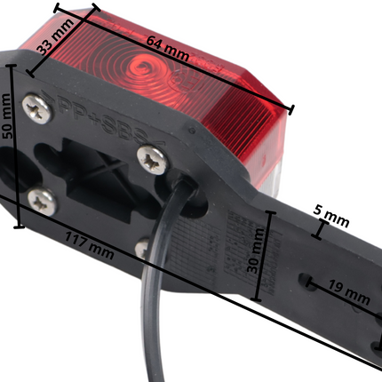 Aspock Aspöck flexipoint breedtelicht rechts - rood/wit op rubber houder met 50 cm kabel