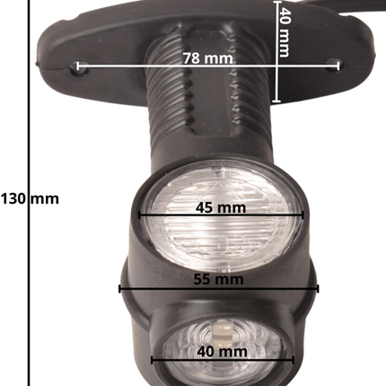 Aspock Aspock Superpoint 3 LED - links/rechts - wit/oranje/rood - 1 meter platte kabel