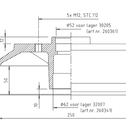 BPW BPW remtrommel - 250x40 - 5x112 steekmaat - exclusief lager en flensmoer - 03.274.09.33.0