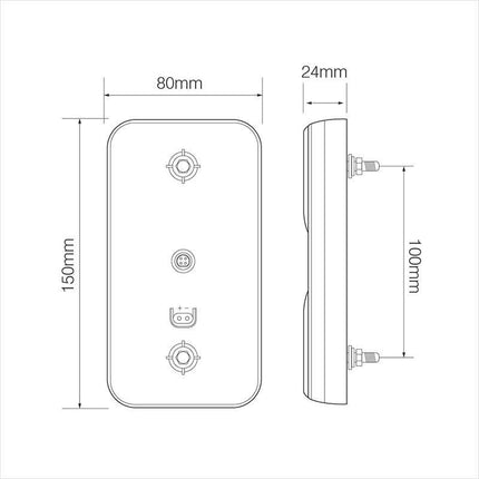 Cantonal Achterlicht - Cantonal - verticaal - 80x150x24 mm - 3 functies