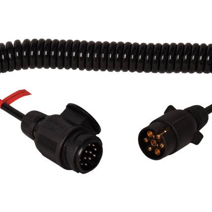 Cantonal Adapter spiraalkabel 7 aderig met 13-polige stekker & 7-polige stekker - 90 tot 250 cm