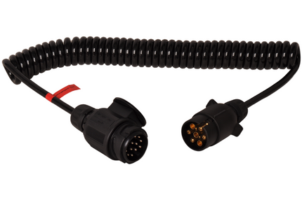 Cantonal Adapter spiraalkabel 7 aderig met 13-polige stekker & 7-polige stekker - 90 tot 250 cm