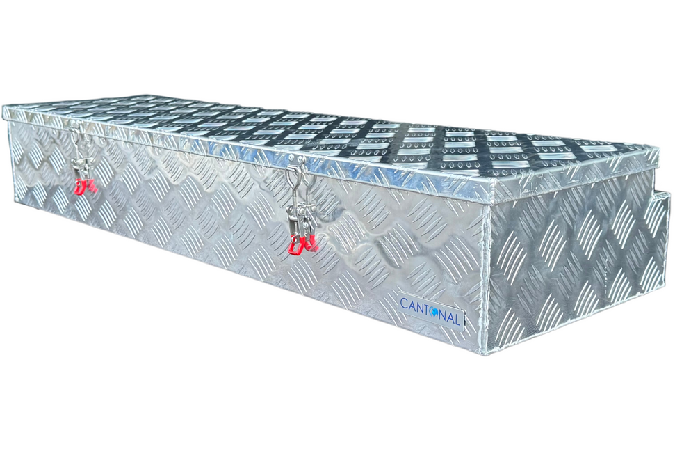 Cantonal Aluminium disselkist 1200x380x195 mm - 2,5 mm wanddikte - ideaal voor plateauwagens en autotransporters - water- en stofdicht - incl. spansluitingen