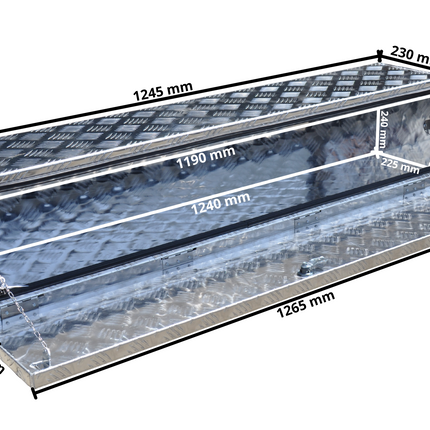Cantonal Aluminium traanplaat disselkist - 1250x250x250 mm