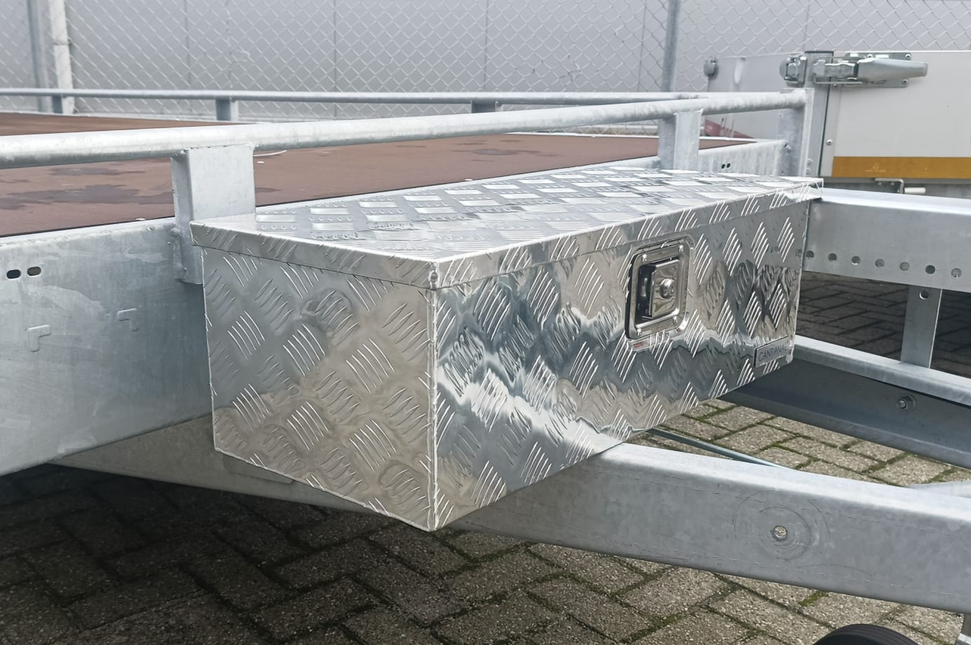 Cantonal Aluminium traanplaat disselkist/gereedschapkist/disselbak 765x330x245 mm - inbouwslot - 1,3 mm dikte