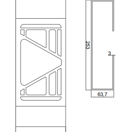 Cantonal Beschermrek Multiled 4 - 253x141x63,7 mm - met vrije driehoek - RVS materiaal