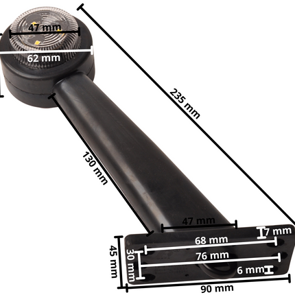 Cantonal Breedtelicht LED - links - rood/wit - 45 graden - 12/24 Volt