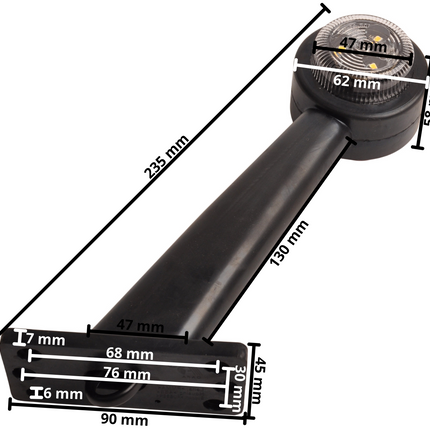 Cantonal Breedtelicht LED - rechts - rood/wit - 45 graden - 12/24 Volt