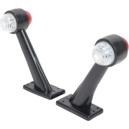 Cantonal Breedtelicht Rood/Wit licht 19 cm lang in schuine hoek - 2 stuks - links en rechts - LED