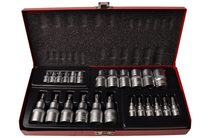 Cantonal Doppen + bitset 1/4 1/2 torx - verpakt in metalen doos - chroom vanadium kwaliteit