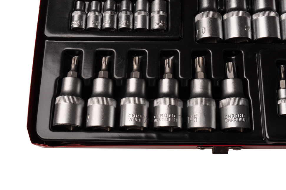 Cantonal Doppen + bitset 1/4 1/2 torx - verpakt in metalen doos - chroom vanadium kwaliteit