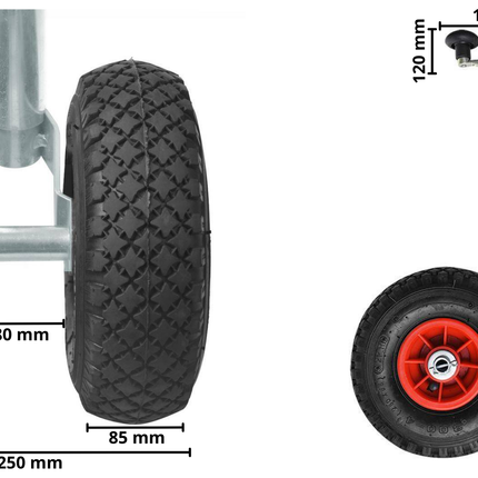 Cantonal Dubbel neuswiel - 48 mm - draagvermogen: 180 kg - luchtbanden