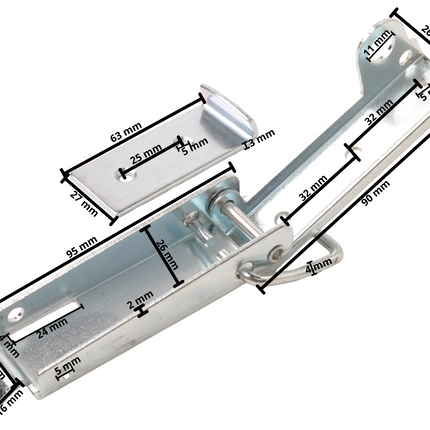 Cantonal Eierkistsluiting met haak - 130x30 mm - inclusief slothaak - haaklengte 64 mm
