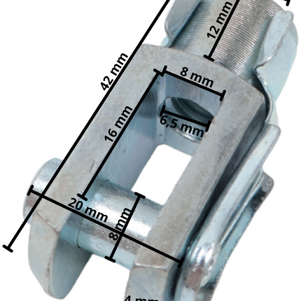 Cantonal Gaffel met borgclip M8 x 16 mm - voor oplooprem PAV/SR1.3