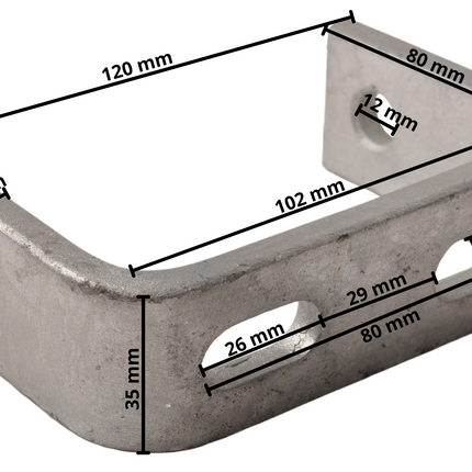 Cantonal Gegalvaniseerde kielrolhouder U-steun - lengte 120 mm - met sleufgaten
