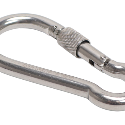 Cantonal Grote karabijnhaak RVS met schroefsluiting 120x11 mm- 17 mm oogdiameter