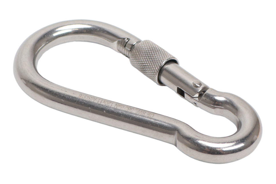 Cantonal Grote karabijnhaak RVS met schroefsluiting 120x11 mm- 17 mm oogdiameter