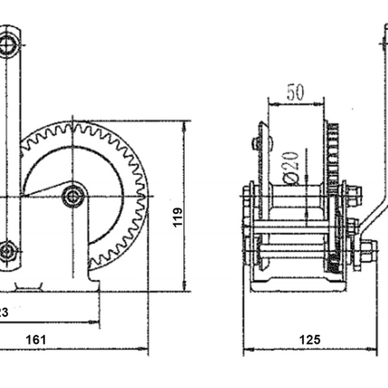Cantonal Handlier ongeremd 272 kg overbrenging 3.2:1