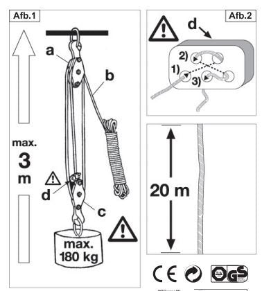 Cantonal Handtakel met 20 meter nylon touw