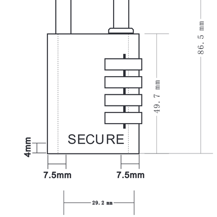 Cantonal Hangslot met cijfercode - 4 cijfers