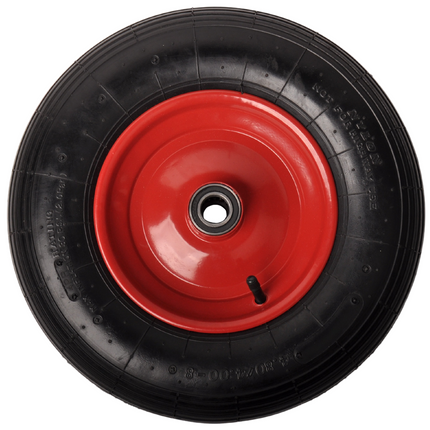 Cantonal Heavy duty kruiwagenwiel - 4.00-8 - stalen rode velg - maximale belasting: 220 kg - asgat: 25 mm