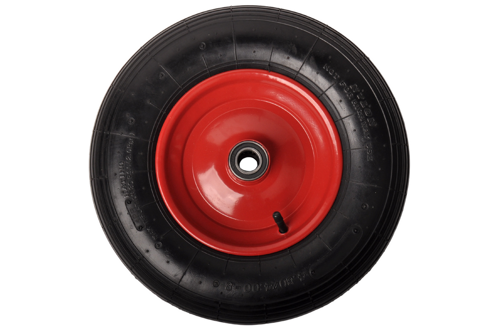 Cantonal Heavy duty kruiwagenwiel - 4.00-8 - stalen rode velg - maximale belasting: 220 kg - asgat: 25 mm