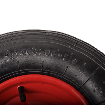 Cantonal Heavy duty kruiwagenwiel - 4.00-8 - stalen rode velg - maximale belasting: 220 kg - asgat: 25 mm