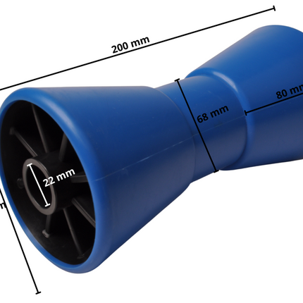 Cantonal Kielrol blauw - 200x104 mm - naafdiameter 22 mm