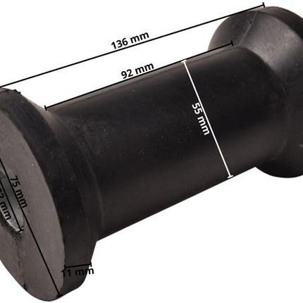 Cantonal Kielrol zwart - 136x75 mm - 22 mm naafdiameter