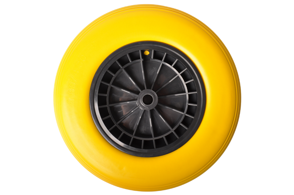 Cantonal Kruiwagenwiel - 4.00-8 - anti lek band en zwarte kunststof velg - maximale belasting: 150 kg - asgat/naafdiameter: 20 mm