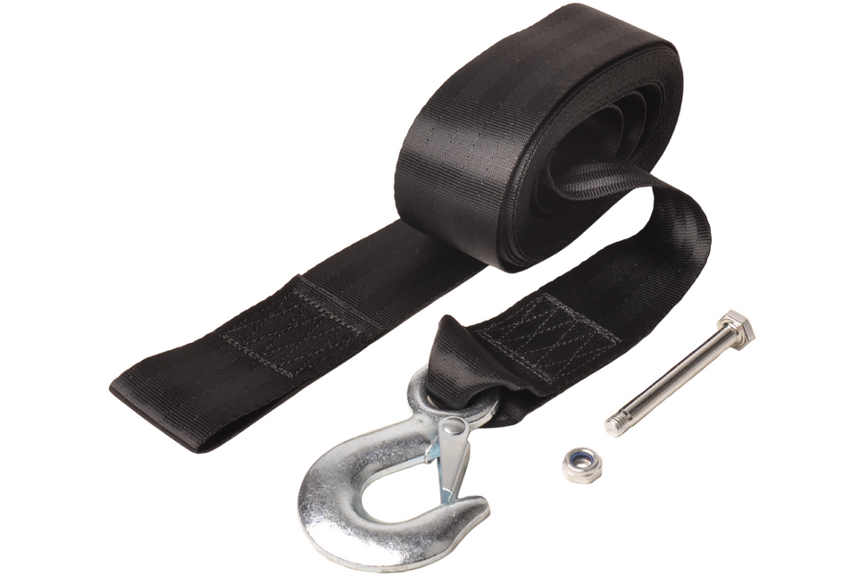 Cantonal Lierband boottrailer met haak – 5 cm x 6,1 meter – 612 kg – zwart - incl. montagebout