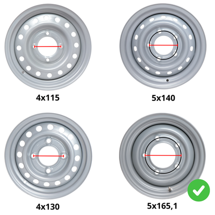 Cantonal Losse 12 inch aanhanger velg - 4.5Jx12 - Ifor Williams - steekmaat: 5x165,1 - draagvermogen: 900 kg - naafdiameter: 114,5 mm - ET0