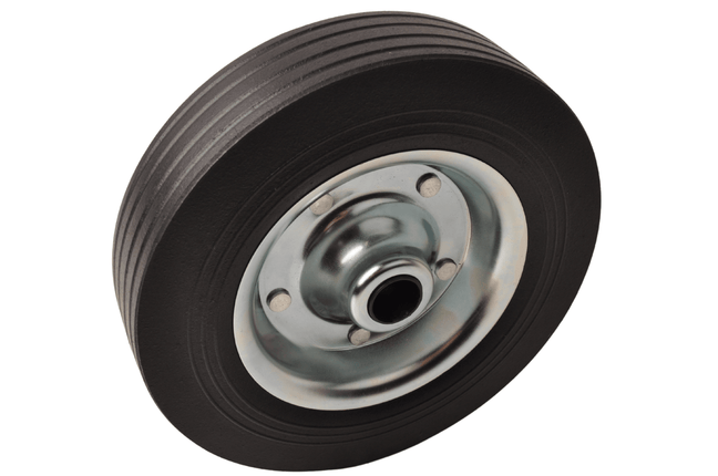 Cantonal Losse stalen velg met Hard rubberen wiel 200 x 50. Past op neuswiel met buis van 48mm doorsnee.
