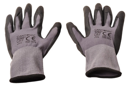 Cantonal PU werkhandschoenen set – 12 paar (24 stuks) – maat XL/10 – nylon/spandex – slijtvaste grip