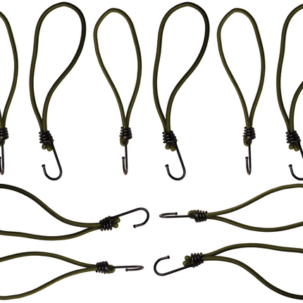 Cantonal Set van 10 Spanelastieken met haak (donkergroen) 230 mm
