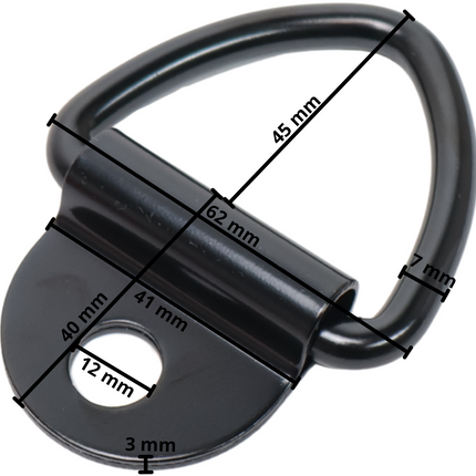 Cantonal Set van 10 vloerringen / sjorogen zwart - 85 x 41 mm