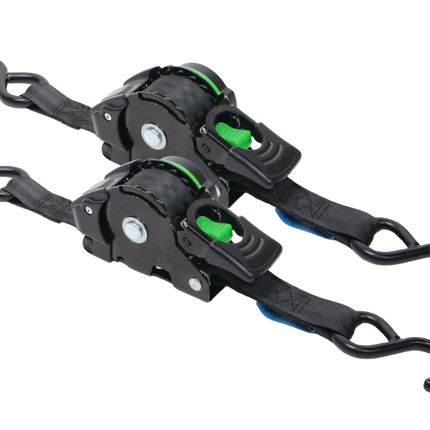 Cantonal Set van 2 automatisch oprollende spanbanden met waterdichte behuizing - 300x2,5 cm - 600 kg - S-haken