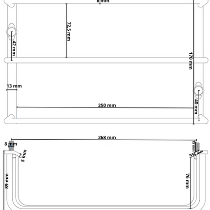 Cantonal Set van 2 beschermrekken - staal - 260x170x80 mm - o.a. geschikt voor Aspock Multipoint